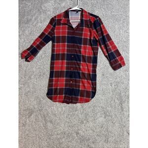 Plaid Tunic Top Womens Medium Grunge Punk Y2K Inspired Button Up Layering Cozy